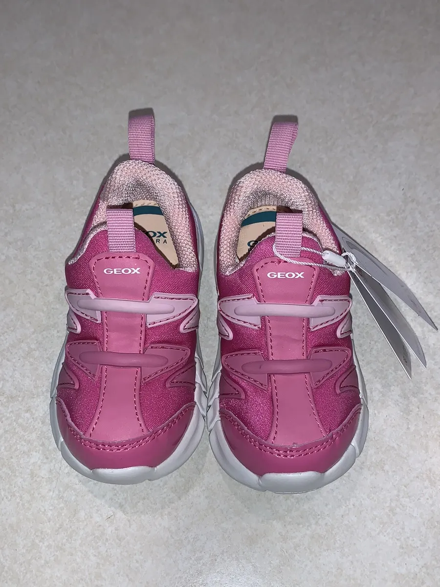 GEOX Respira Girls Sneakers Shoes Pink &amp; White Size 6.5 New |