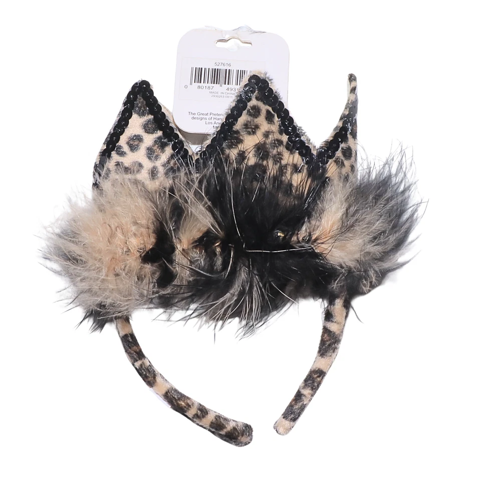 Новый большой притворяться девочек леопард тиара обруч для волос желтовато-коричневый 3pk короны вечеринки - Изображение 2 из 4