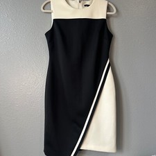 Tommy Hilfiger Color Block Work Dress Sleeveless Career Black White Size 10P