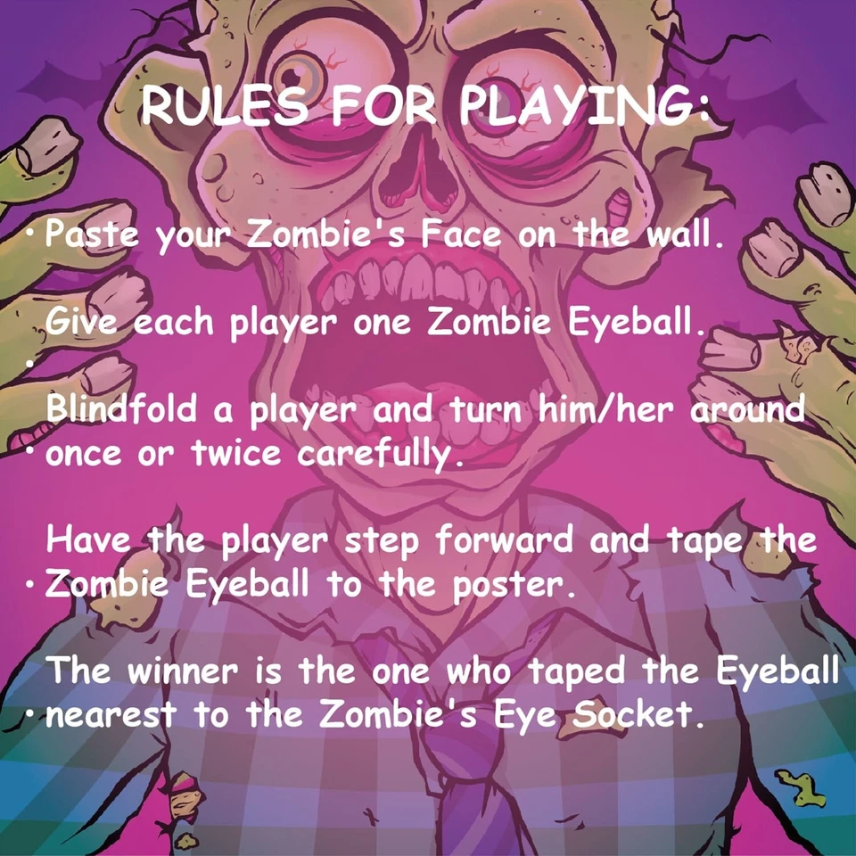 Pin the Eyeball on The Zombie 万圣节派对游戏 2 件套,Pin the Tail Gam... — 第 4/4 张图片