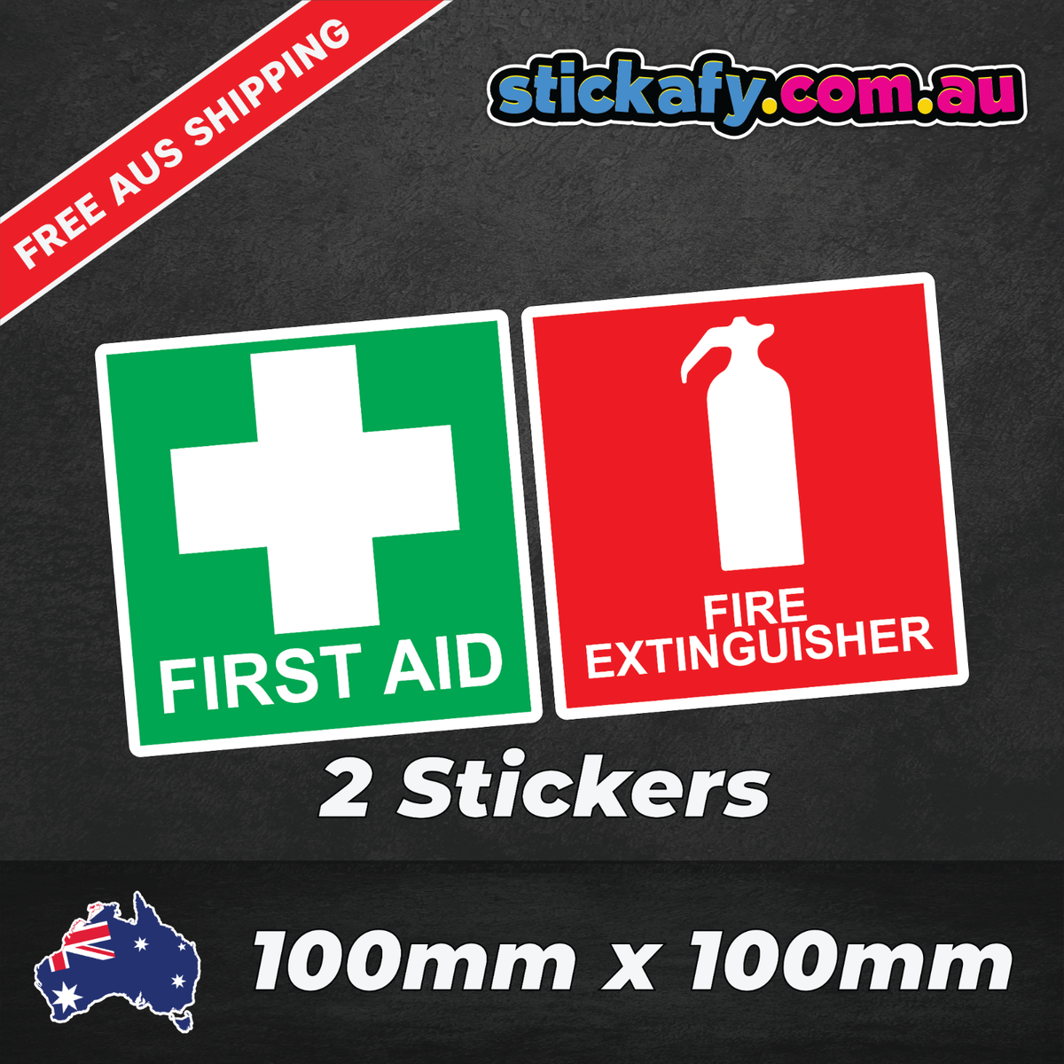 Fire &amp; First Aid Sticker Decal 100x140mm