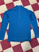 Mens Medium Smartwool Zip base layer blue stripe