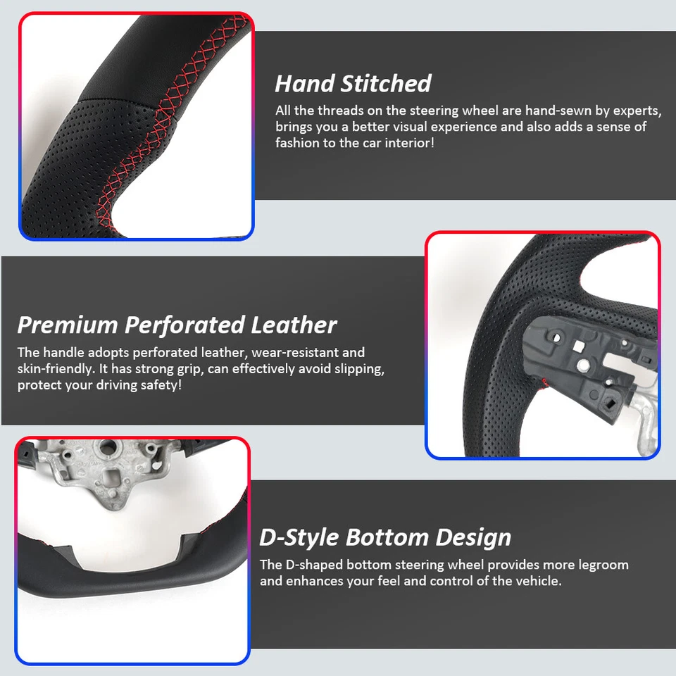 Volante de cuero completo para GMC Sierra 1500 2500 3500 con calefacción 19-25 Foto 4 de 4