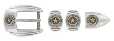 Texas Seal Western Buckle Double Loop Tip Belt Set 4-piece Fit 1" Wide Belt