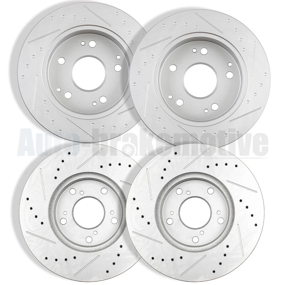 2PCS FRONT + REAR DRILL SLOT BRAKE DISCS ROTORS KIT FIT FOR 98 -02 HONDA ACCORD - Image 3 of 4