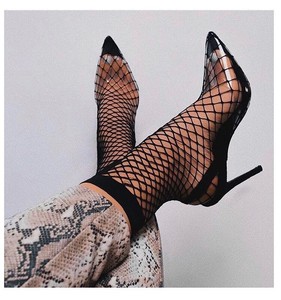 fishnet sock boot