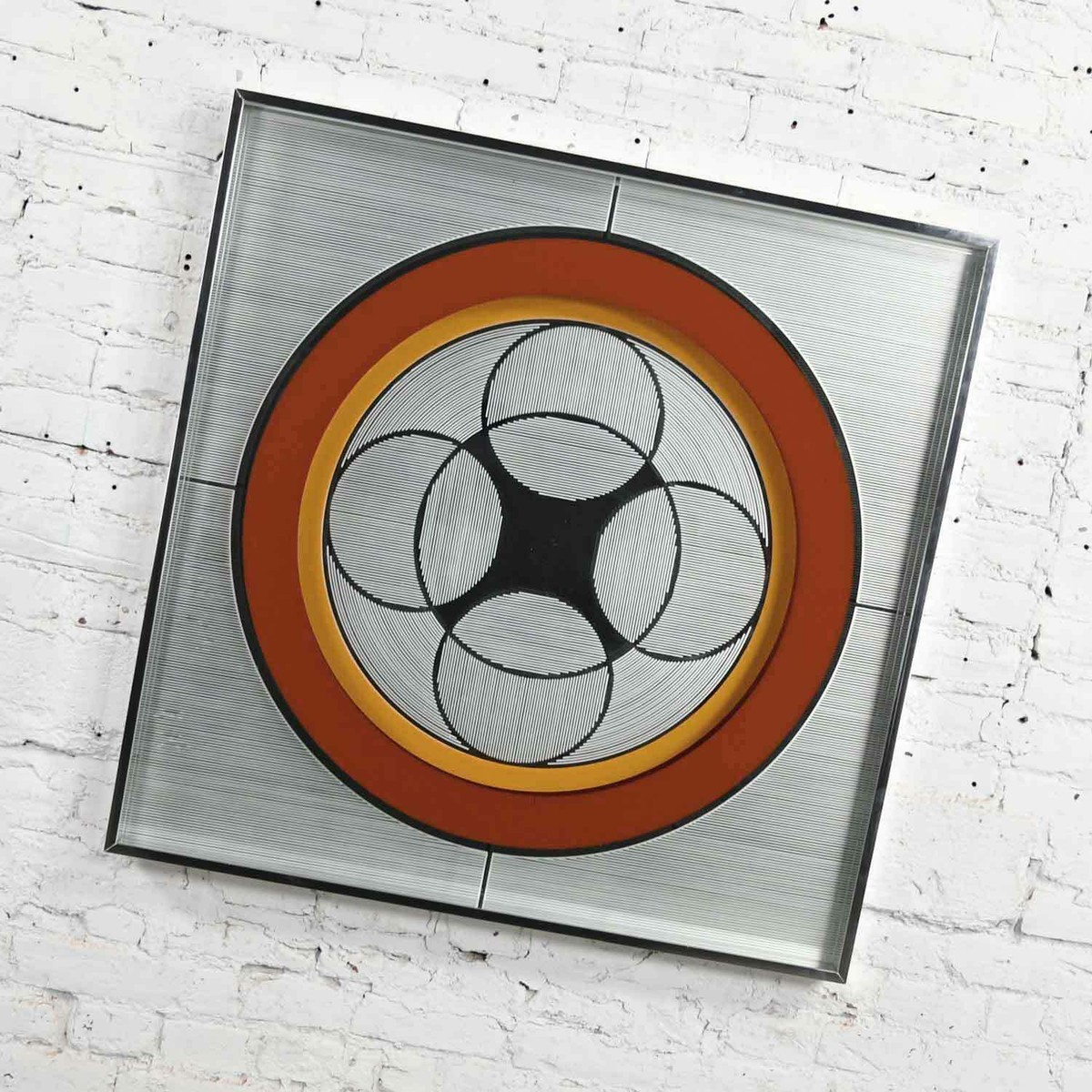 Vintage Modern Mod Op Art or Pop Art Mirror by Greg Copeland Style
