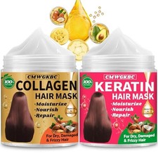 2 Pack Collagen Hair Mask  Keratin Hair Mask,Hydrating Argan Oil Hair Repair Tr