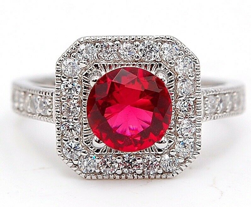 2CT Heat Treated Rubellite Tourmaline 925 Sterling Silver Ring Jewelry Sz 8 N2-1