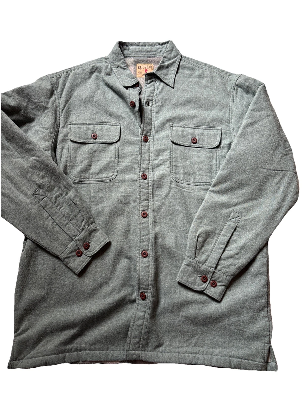 Red Head Pale Green Flannel Lined Work Shirt Size Large
Opens in a new window or tab