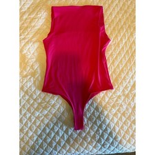 REORIA Hot Pink Square Neck Sleeveless Thong Bodysuit Womens Large Snap Closure