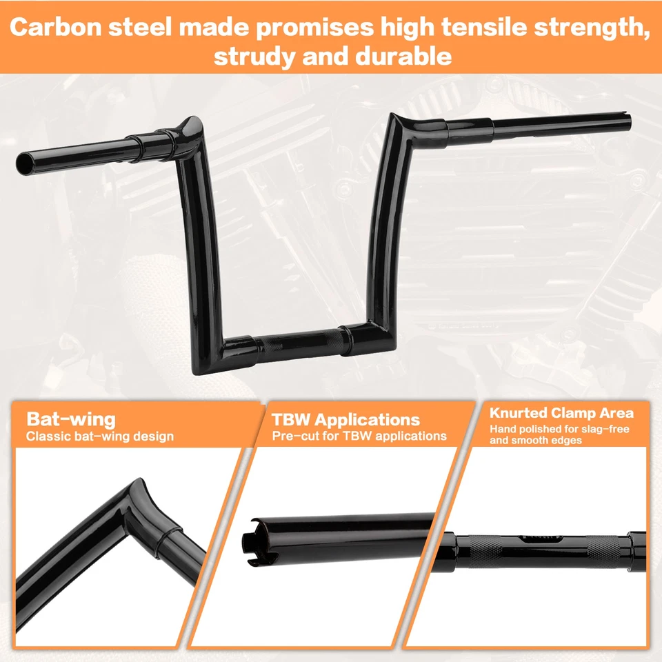 14" Rise Horn Ape Hanger Handlebars For Harley Road Glide FLTRX FLTRXS 2016-2023 Foto 4 de 4