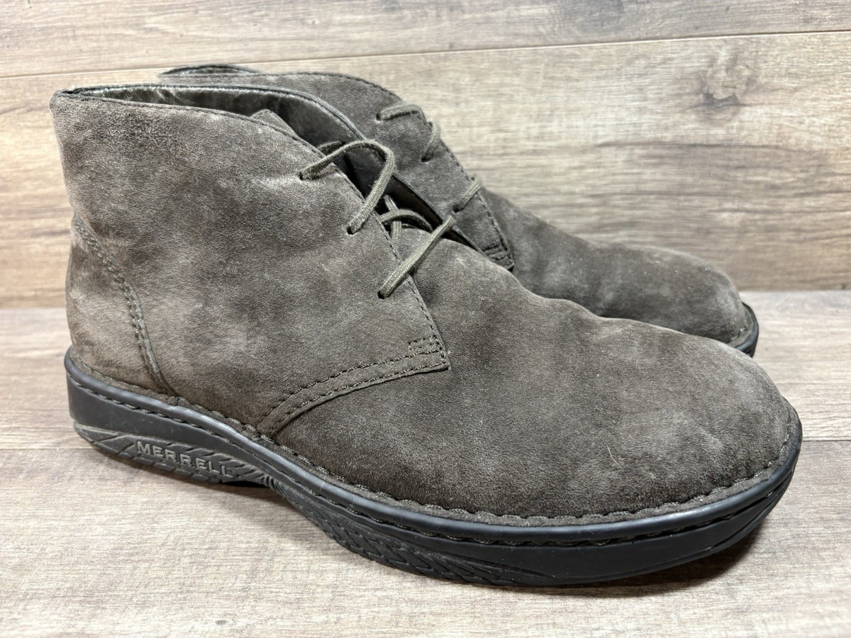 Merrell World Traveler Gunsmoke Brownish Gray Boots Suede Mens