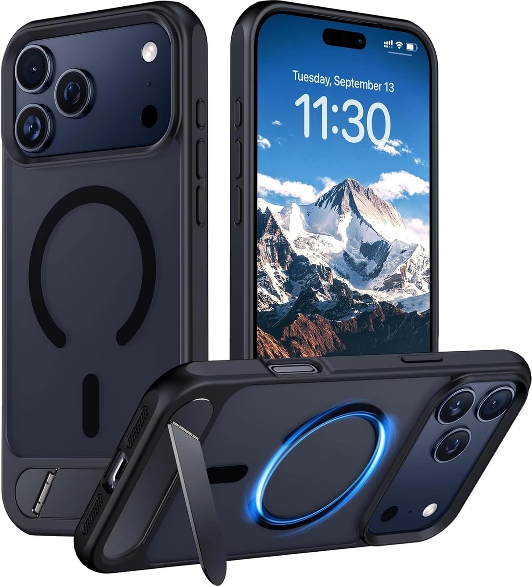Temdan Custodia Per IPhone 11 6.1'' Con Protezione Schermo Integrata - Antiurto 360°, Doppio Strato TPU + PC, Ricarica Wireless (Nero/Trasparente)