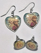 DISNEY 2 Pairs Girls Frozen Elsa Pierced Earrings Posts and Dangle
