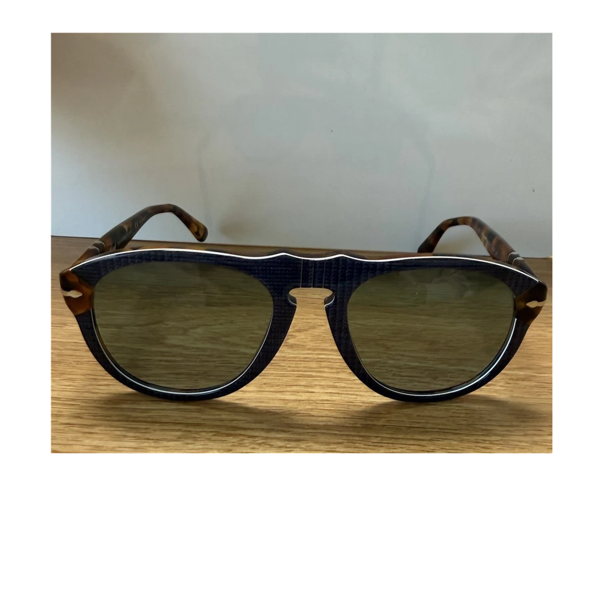 PERSOL Unisex PO2445S PO/2445/S 1084/53 Gold/Blue Fashion Round Sunglasses Mens Persol PO3345S L (54 - 21) with Blue lenses and Brown frame  main image 2