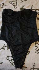 ZARA Women s Black Semi-Sheer Solid One-Piece...