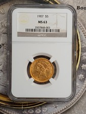 Gold 1907  $5  MS63  NGC Liberty head half eagle Rare Beautiful UNC   TP-9860