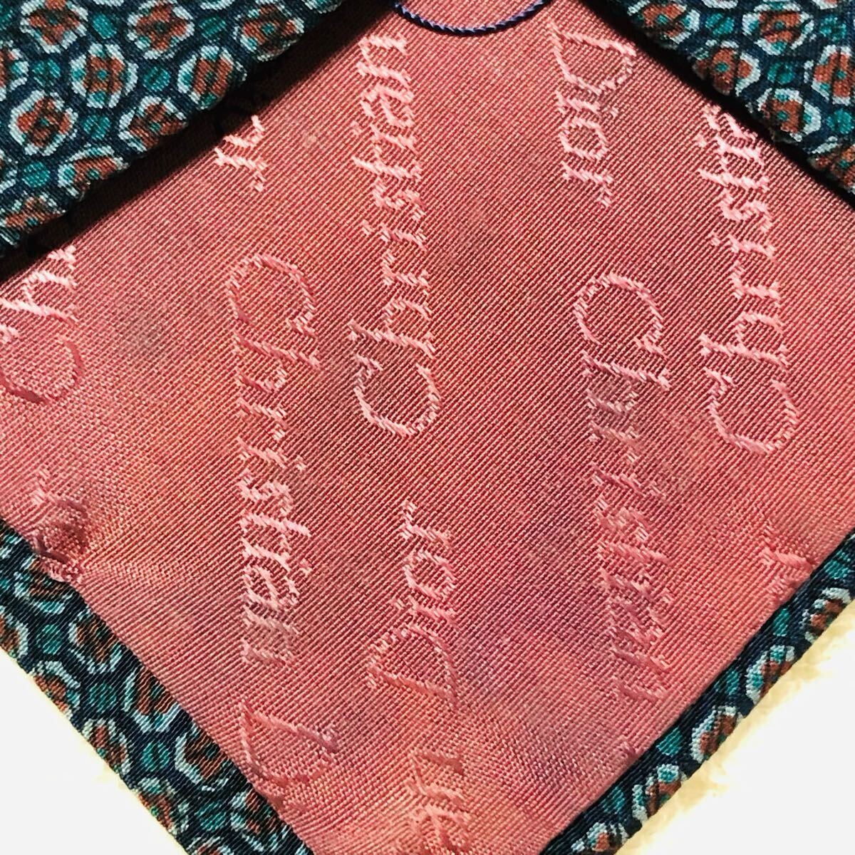 Excellent condition Christian Dior tie jewelry all over pattern 100 silk blue bu thumbnail 7