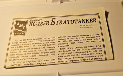 AMT KC-135R Stratotanker  Instruction Sheet only Package # 1