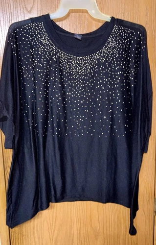 Women’s Plus Size Black Sparky Dressy Shirt Sz 3X