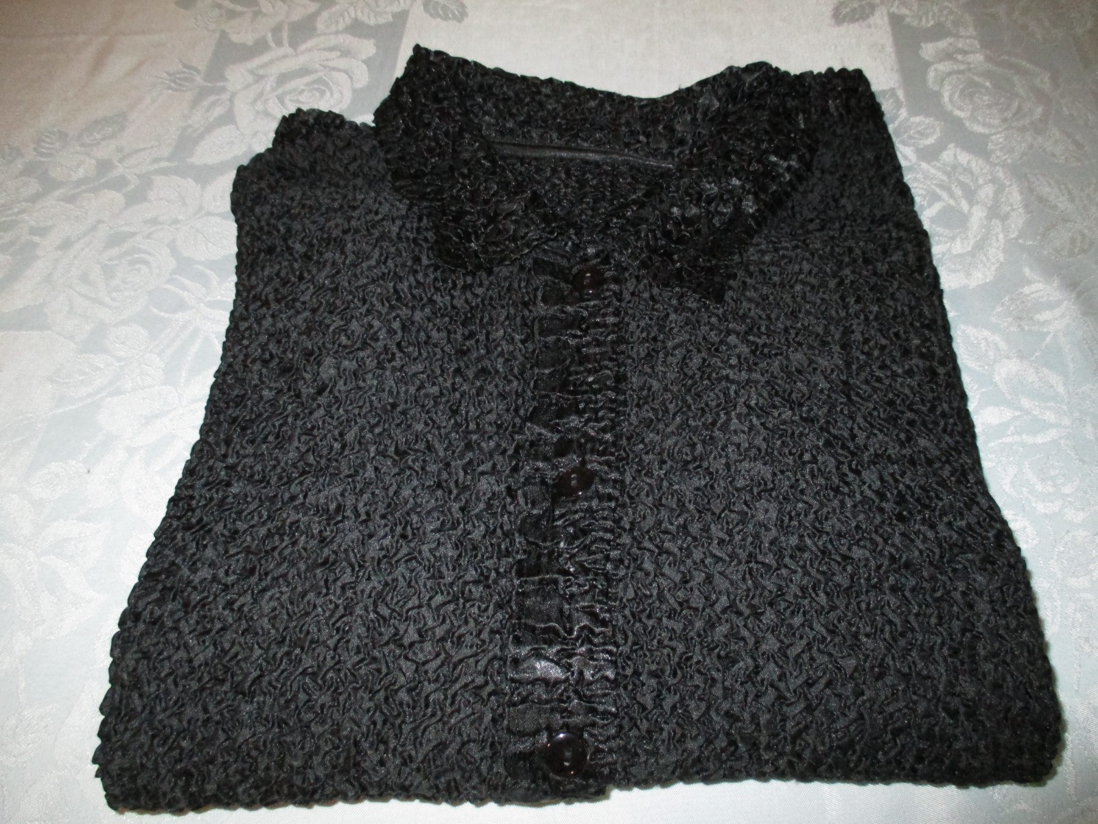 Womens black button down collared long sleeve str… - image 1