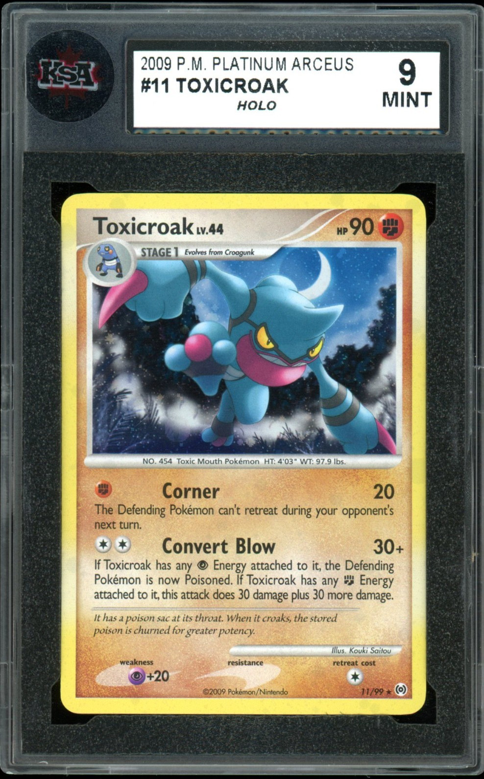 2009 Pokemon Arceus #11 Toxicroak Holo KSA 9 Mint