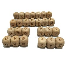 208pcs Square Wood Alphabet Beads 12MM Natural Beech Wooden Letter Beads for ...
