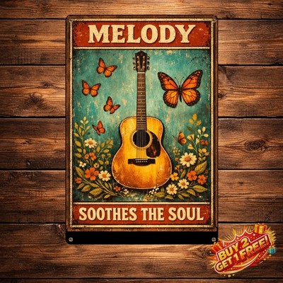 Butterfly Music Is My Therapy Aluminum Tin Metal Sign 8x12