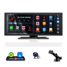 3in1 10.25" Portable Wireless CarPlay Car Stereo Radio w/ Netflix YouTube AI Box