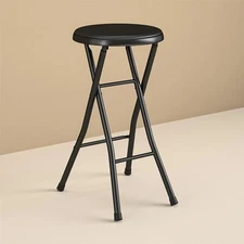 Mainstays 24inch Vinyl Padded Folding Stool, Black