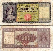 Italy 500 Lire 1947 Pick# 80a Fine