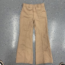 Vintage Starflite 70s Polyester Flared/bell bottom Beige pants Size 28x31