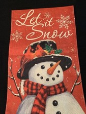 Christmas/Winter  Let It Snow  Garden Flag Burlap Doulble Sided 12  x18  