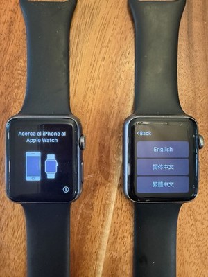 2 Apple Watch Sport 1st Gen Series 7000 42mm Gray Aluminum, Black Band 8GB