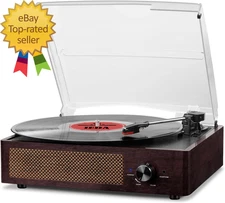 Vinyl Record Player Turntable with Built In Bluetooth Receiver 2 Stereo Speakers