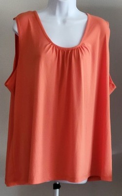 SUSAN GRAVER Size 3X  Liquid Knit Schirred  scoop neck Tank  Top
