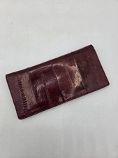 Deep Red Eel Skin Checkbook Cover Credit Card Holder Wallet