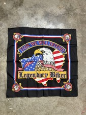 Vintage Legendary Biker This We Will Defend Eagle Bandana Handkerchief USA