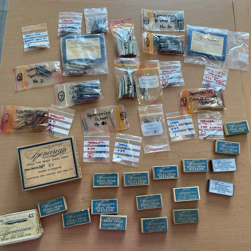 HUGE Vintage Lot Spencerian Pen Nibs. Hundreds Of Mixed Style Nibs.
