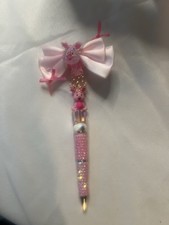 Pooh Bear Custom Beaded Pen with Large Fancy Double-Sided Topper