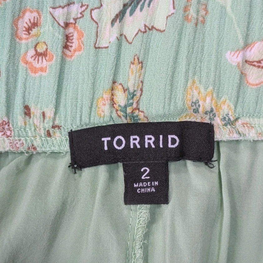 Maxi Falda Tórrida En Niveles Floral Cottagecore Boho Cintura Elástica Verde Para Mujer 2X Foto 2 de 4