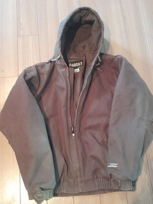 ROCKY Tinsulate Water Proof Hooded Work Coat Brown Size X Large  REG Zipper 