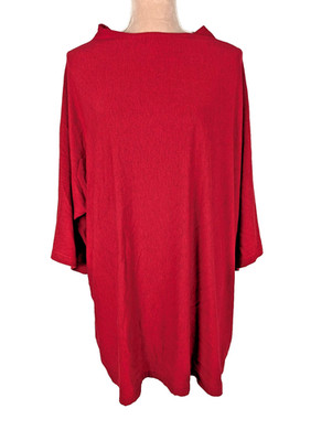 Bryn Walker Adria Tunic Top Red Gala Red Sz 3X Boat Neck Cozy Classic