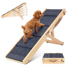 Dog Ramp for Bed, 19.5" H Adjustable Folding Ramp for Dogs to Get on Bed, Sol...