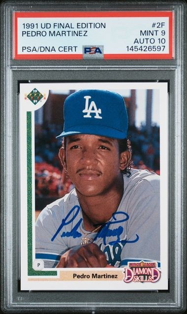 1991 UPPER DECK FINAL EDITION 2F SIGNED PEDRO MARTINEZ PSA MINT 9 PSADNA AUTO 10