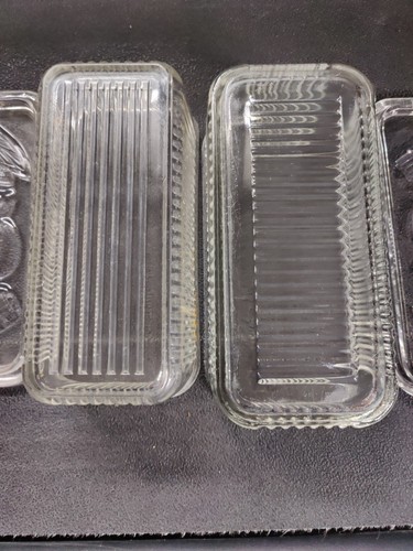 Lot of 2 Vintage Federal Glass Clear Ribbed Rectangular Refrigerator Dish W/ Lid - Picture 4 of 7