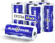 CR123A 3V Lithium Battery 6 Pack, 1500mAh 3 Volt 123 Batteries, 6 Pack 