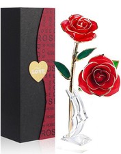 Gold Dipped Rose 24k Red Gold Plated Rose - Everlasting Long Stem Real Rose E...