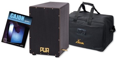 Hochwertige PUR Cajon PC 4399 Vision SP Pro Black Gold im Set m. Tasche & Schule